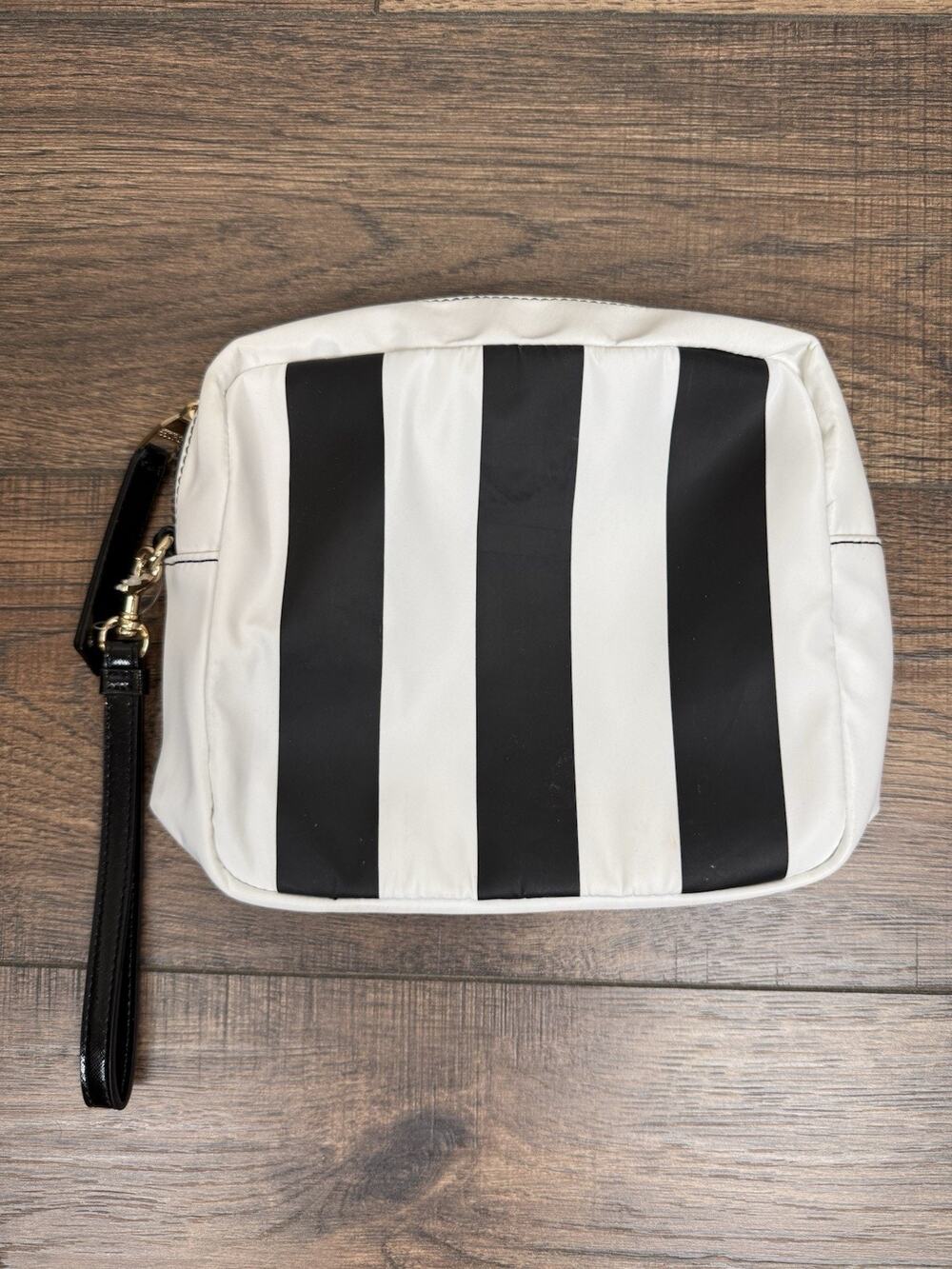 Versace Jeans Couture Black White Stripe Cosmetic Makeup Bag